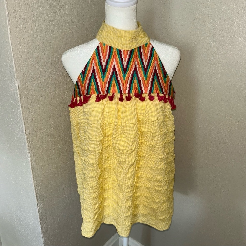 THML Yellow chevron  Halter tank with Multicolor Trim